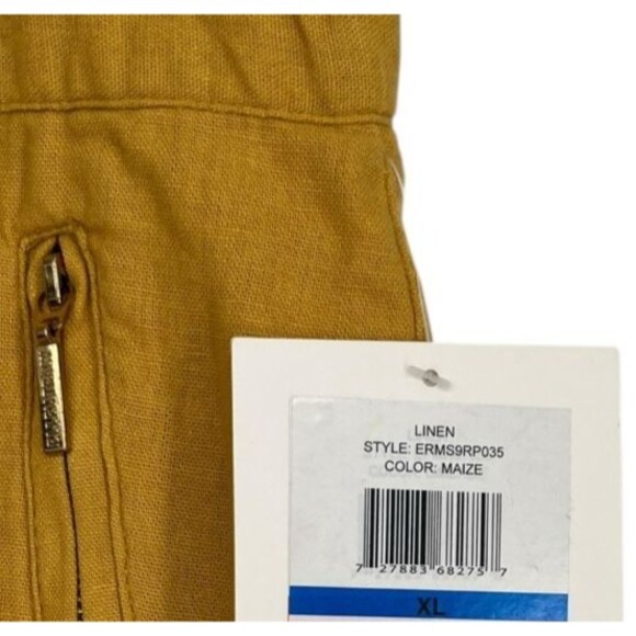Ellen Tracy Pants Women's Size XL Yellow Maize Linen Blend Drawstring Waist - Picture 4 of 6